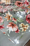 Pvc Şeffaf kendinden desenli Masa Örtüsü çiçek 1186-4