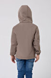 Spor Erkek Çocuk Mürdüm Astarlı Su Ve Rüzgar Geçirmez Kapüşonlu Çift Fermuarlı Yağmurluk