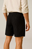 Erkek Cepli Keten Dokulu Şort
