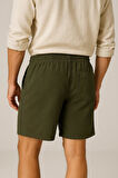 Erkek Cepli Keten Dokulu Şort