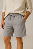 Erkek Cepli Keten Dokulu Şort