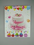KARTON ÇANTA HAPPY BİRTHDAY PASTALI 26CM X 32CM - 1 ADET