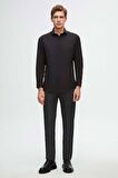 D'S Damat Slim Fit Siyah Italyan Yaka Dar Kesim Klasik Kravatlık Uzun Kollu Kolay Ütülenebilir Nefes 2HF02ORT5185