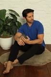 Moda Çizgi Erkek Sax V Yaka 3'lü Pijama Takım 6822 Saks