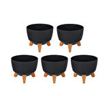 Omnipazar ELF-494 Dekoratif Ayaklı Nostalji Saksı 2.8 lt Antrasit 5 Adet 