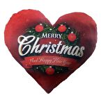 Yeni Yıla Özel: Merry Christmas Baskılı 2 Adet Kalp Yastık