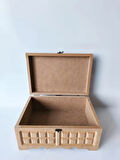 Ahşap-boyanabilir-desenli-takı-makyaj-aksesuar-dekoratif Çok Amaçlı Dikdörtgen Kutu