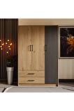 Mezza 3508 Grande Modern 3 Kapılı 2 Çekmeceli Gardırop Sepet - Treviso