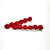 Uretti - Hülya 6683 9650 El Yapımı Minik Gül Desenli Polimer Kil 2’li Set Yan Saç Tokası / 7.5 cm