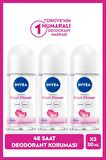 Nivea Kadın Roll-on Deodorant Fresh Flower 50ml, Ter Kokusuna Karşı 48 Saat Koruma, Çiçeksi Koku, X3 Adet