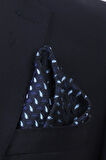 Esgue Hand Made 7.5 cm Damla Desen Mavi Siyah Mendilli Kravat