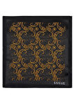 Esgue 8 Cm Hand Made Siyah - Gold Şal Desen Mendilli Kravat