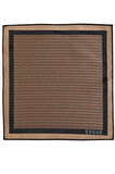 Esgue 8 Cm Klasik Geniş Hand Made Siyah - Bej Geometrik Desen Mendilli Kravat