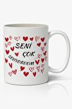 Seni Çok Seviyorum Kalp Tasarımlı Kupa Bardak Baskılı Kahve Kupa Bardak
