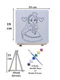Tuval Boyama Seti Prenses Model 19x19 Cm (Tuval, Şövale, Fırça ve 6 Renk Akrilik Boya Seti)