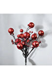 Yılbaşı Süsü Simli Pullu Mini Berry Kırmızı 20 cm