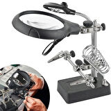 MG16129 Çok Fonksiyonlu Işıklı Büyüteç – Lehim Tamir Standı, 5 LED ’li, 2.5x / 7.5x / 10X Zoom