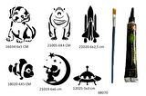 Çocuksu Desenler 6 Adet Şablon ve Hint Kınası Geçici Dövme Seti