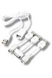 NVD-313 (FSL-1002) ÇOKLU USB KABLO İPOD, İPHONE, NOKİA, MOTOROLA, SAMSUNG, BLACKBERRY İÇİN ÇOK FONKSİYONLU DÖNÜŞTÜRME KABLOSU (BEYAZ)