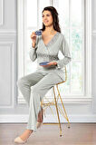 Dantel Detaylı Pijama Takımı Gri 8R.6O.1Z.4L.T.