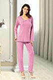 Dantel Detaylı Pijama Takımı Gül Kurusu 8R6.O.0Z.8EL.T.