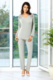 Dantel Detaylı Pijama Takımı Gri 8R6.O.0Z.9L.TÇ