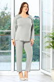 Dantel Detaylı Battal Pijama Takımı Gri 8R8.O.1Z.0L.T.