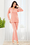 Dantel Detaylı Pijama Takımı Somon 8R.O.6Z0.EL.7T