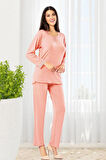 Dantel Detaylı Pijama Takımı Somon 8R.O.6Z0.EL.7T