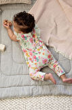 Next Baby Pamuklu Krem Adaçayı Yeşili Çiçek Desenli Kısa Kollu Alt Üst Takım