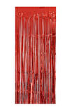 Metalize Arka Fon Kırmızı Kapı Duvar Perdesi 90x200 Cm Metalik Duvar Püskülü Püsküllü Arka Fon