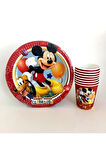 Mickey Mouse Temalı 8 Kişilik Tabak Bardak Seti Doğum Günü Partisi