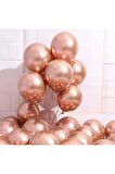 Krom Parlak Balon Rose Gold Renk 10 Adet Aynalı Balon 30 Cm