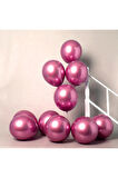 Krom Parlak Balon Pembe Renk 20 Adet Aynalı Balon 30 Cm