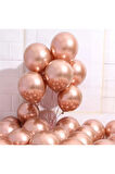 Krom Parlak Balon Rose Gold Renk 40 Adet Aynalı Balon 30 Cm