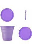 Mor Renk Plastik Tabak, Bardak, Çatal Seti Parti Piknik Seti