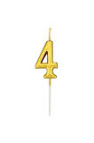 4 Yaş Gold Rakam Mum Altın Renk Doğum Günü Pasta Mumu Yaş Mumu 12 Cm