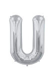 Folyo U Harfi Balon 36 Cm Gümüş Gri Küçük Boy 16inc Folyo Balon