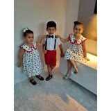 MODAVALS KARDEŞ KOMBİN KIZ ÇOCUK KALP DETAYLI ELBİSE 