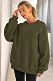Genıus Store Kadın Sweatshirt Oversize Geniş Kalıp İçi Şardonlu Bisiklet Yaka Oversize Sweatshirt KADIN-SWEATSHIRT