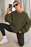 Genıus Store Kadın Sweatshirt Oversize Geniş Kalıp İçi Şardonlu Bisiklet Yaka Oversize Sweatshirt KADIN-SWEATSHIRT