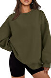 Genıus Store Kadın Sweatshirt Oversize Geniş Kalıp İçi Şardonlu Bisiklet Yaka Oversize Sweatshirt KADIN-SWEATSHIRT