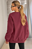 Genıus Store Kadın Sweatshirt Oversize Geniş Kalıp İçi Şardonlu Bisiklet Yaka Oversize Sweatshirt KADIN-SWEATSHIRT