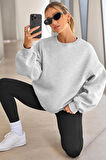 Genıus Store Kadın Sweatshirt Oversize Geniş Kalıp İçi Şardonlu Bisiklet Yaka Oversize Sweatshirt KADIN-SWEATSHIRT