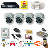 4 Kameralı Set - Araç İnsan Yüz Hareket Algılayan Gece Görüşlü 36 IR Led 5MP Sony Lensli 1080P Dome Güvenlik Kamerası Seti D136b-1