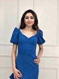 Yıldızlar Kadın  Balon Kollu Kısa Krep Abiye Rk4897 4897
