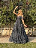 İp Askılı Beli Taş İşleme Kemerli V Yaka Kiloş Yeni Sezon Abiye Elbise Le661 661