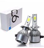 C6 Led Xenon 2 Adet H7 Led Xenon 36W 3800LM Led Zenon Beyaz Renk Işık Turbo Fanlı