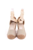 Gerçek Elişi Bej Ipli Dolgu Topuk Keten Espadril Handmade