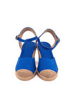 Gerçek Elişi Topuğu Açık Bilekten Bantlı Dolgu Topuk Keten Hasır Espadril Handmade